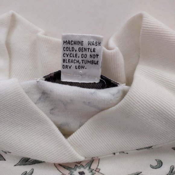 Vintage 1990s 62 East White Ditsy Print Mock Neck Knit Sweater - Picture 11 of 11